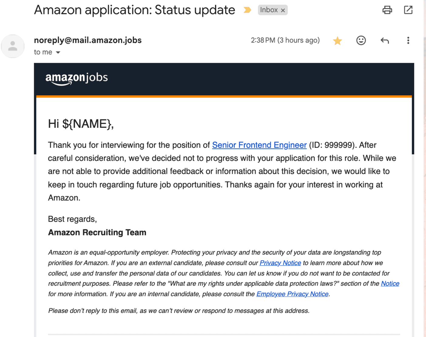 Amazon Email Rejection